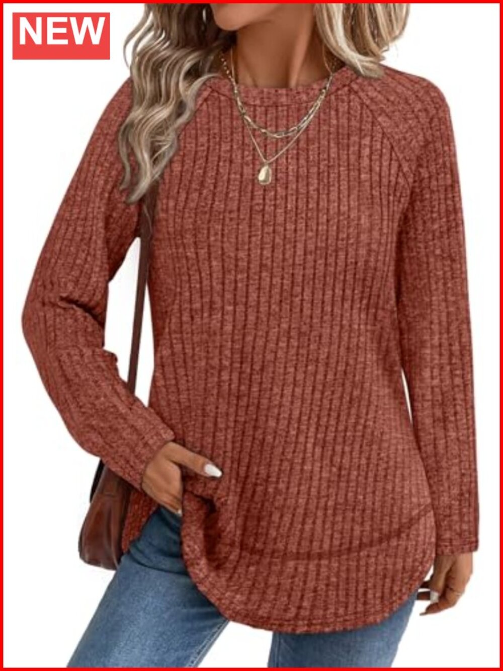 Long Sleeve Tunic for Women Lightweight Crew Neck Fall Sweater Top
